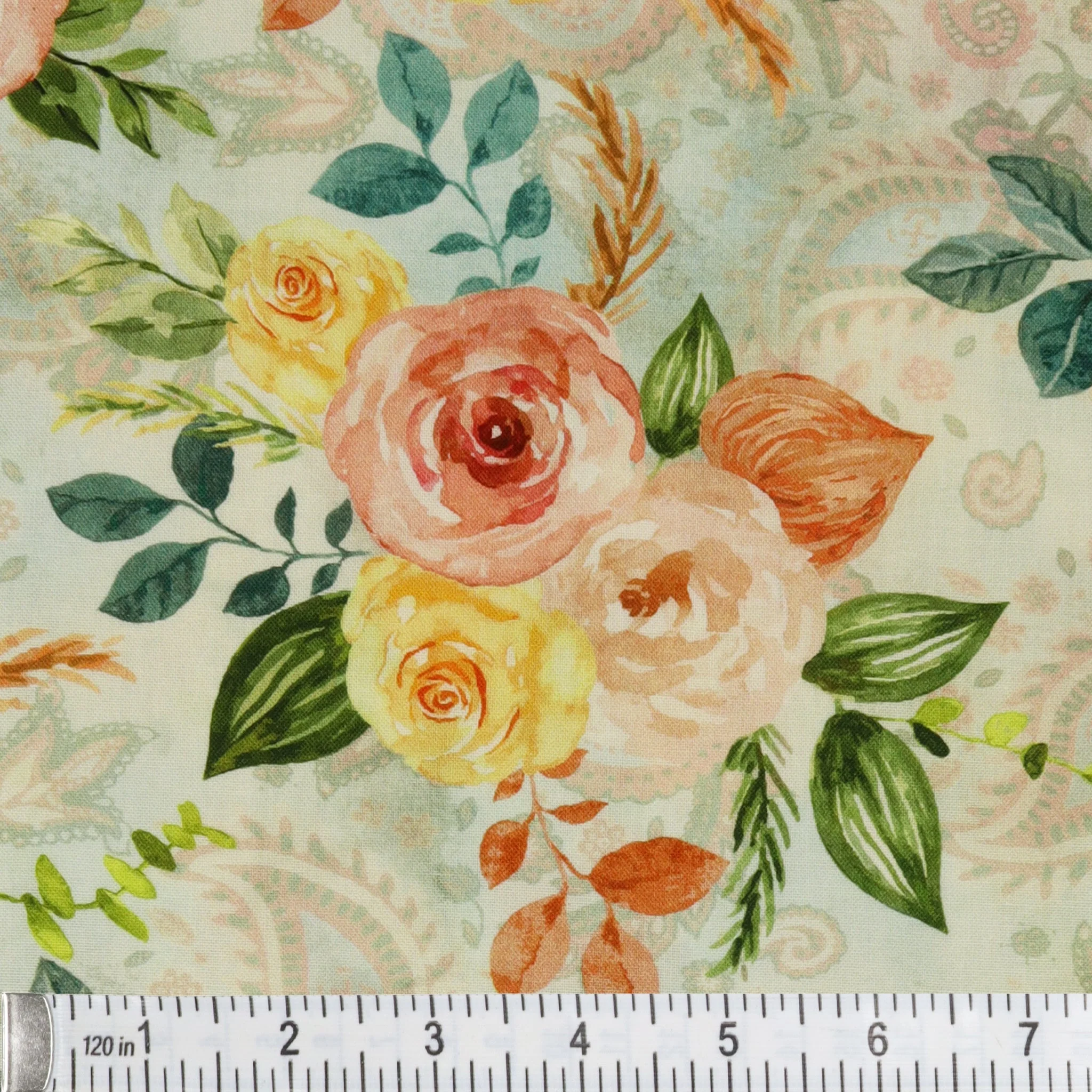 Gone Country 108" Quilt Backing - Country Time Roses Seafoam - Image 3