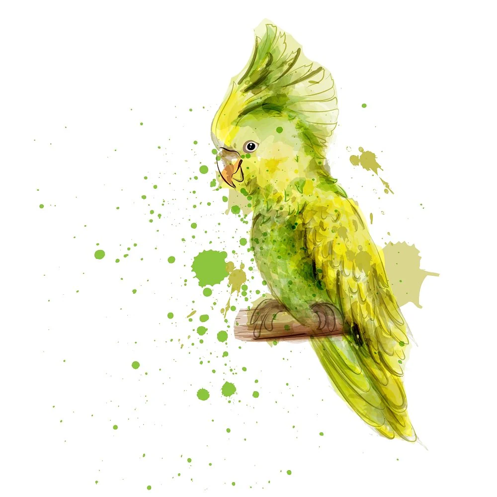 Green-Crested Cockatoo Fabric Panel