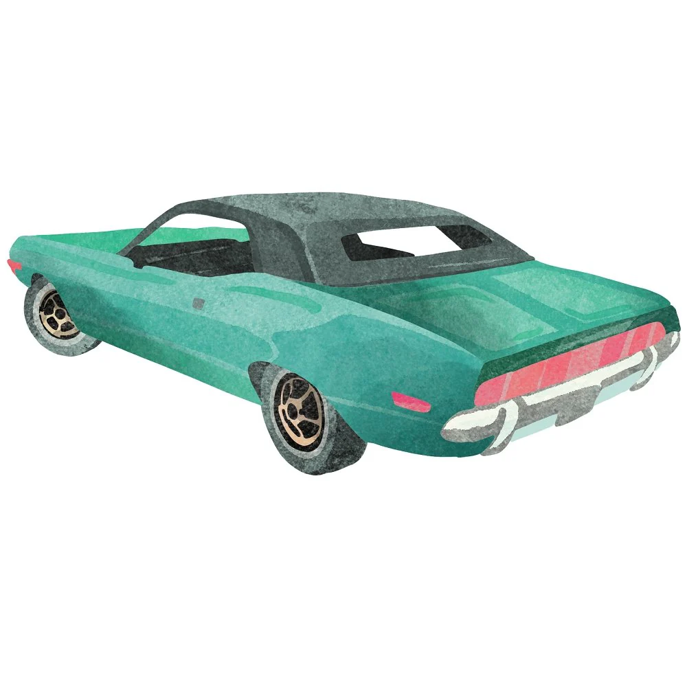 Green Muscle Car Fabric Panel
