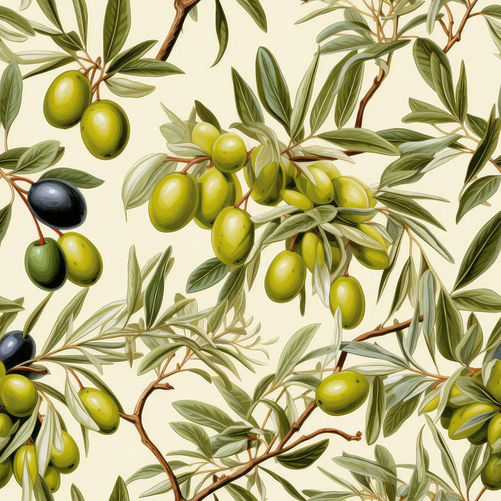 Green Olives Garden Pattern #3 Fabric