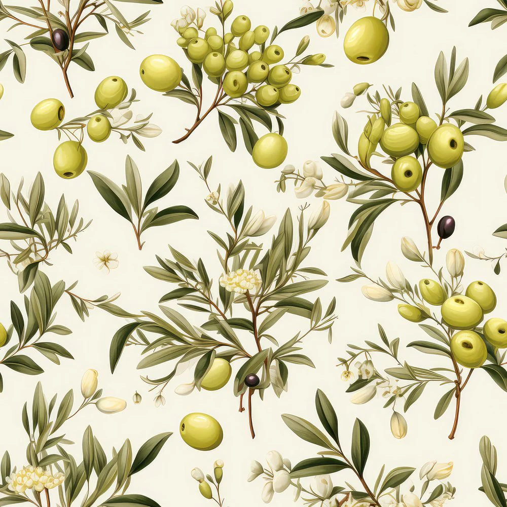 Green Olives Garden Pattern #5 Fabric