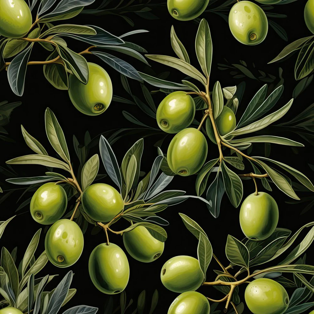 Green Olives Garden Pattern #6 Fabric
