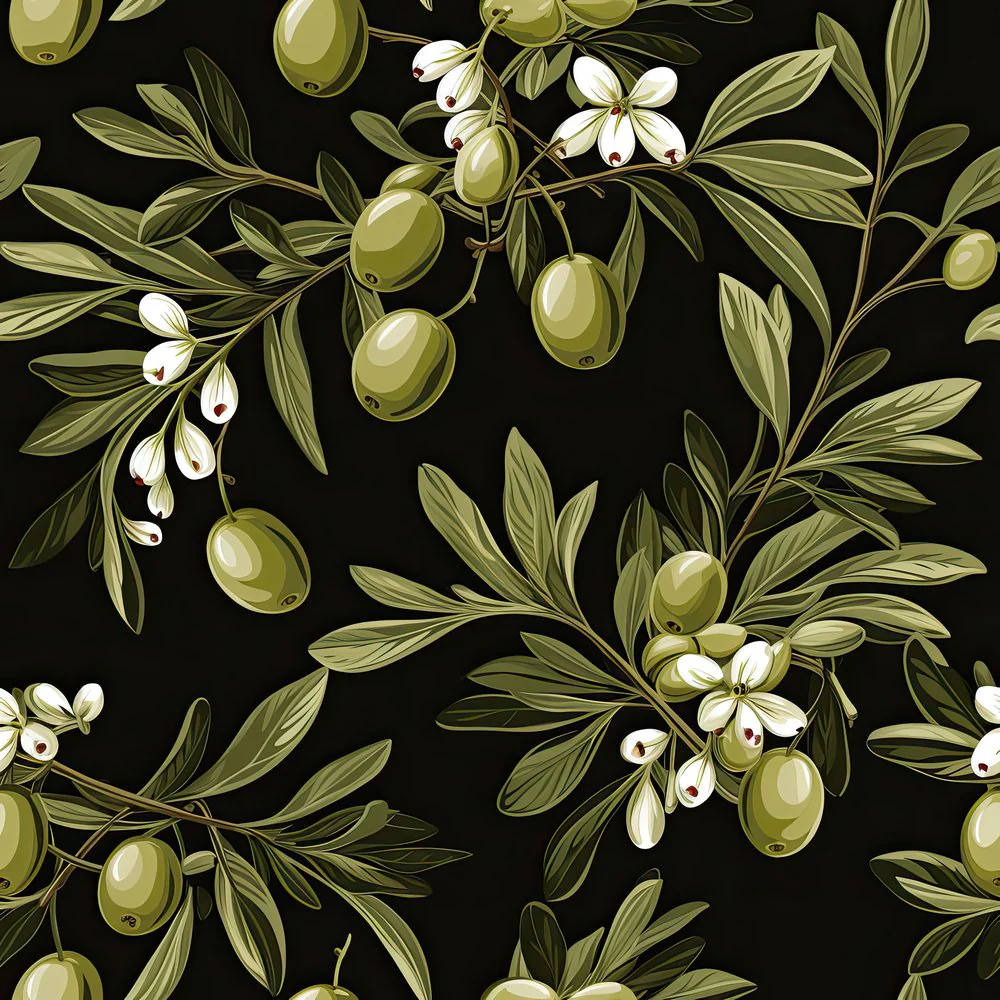 Green Olives Garden Pattern #7 Fabric