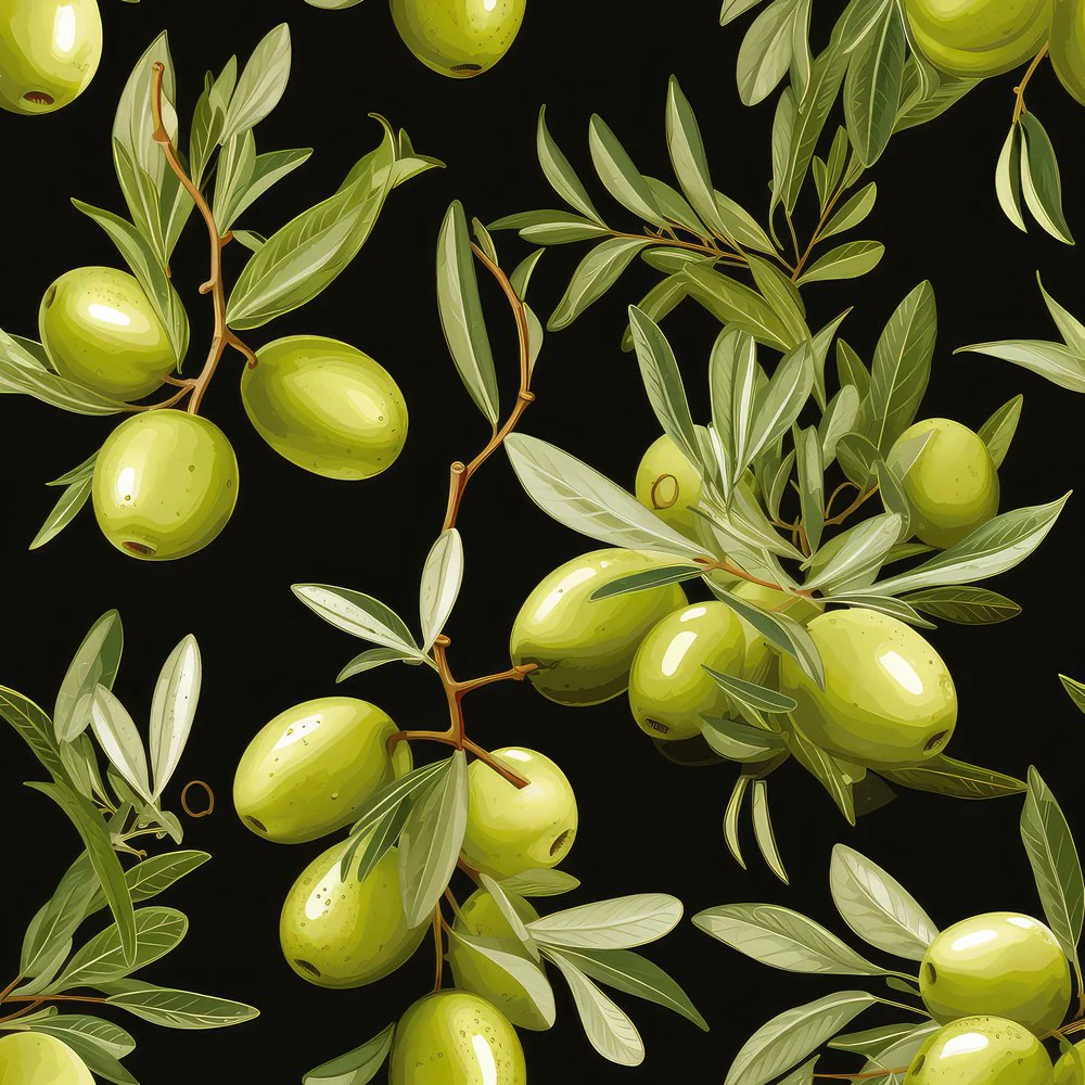 Green Olives Garden Pattern #8 Fabric