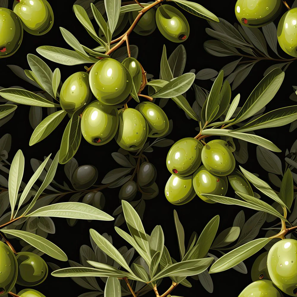 Green Olives Garden Pattern #9 Fabric