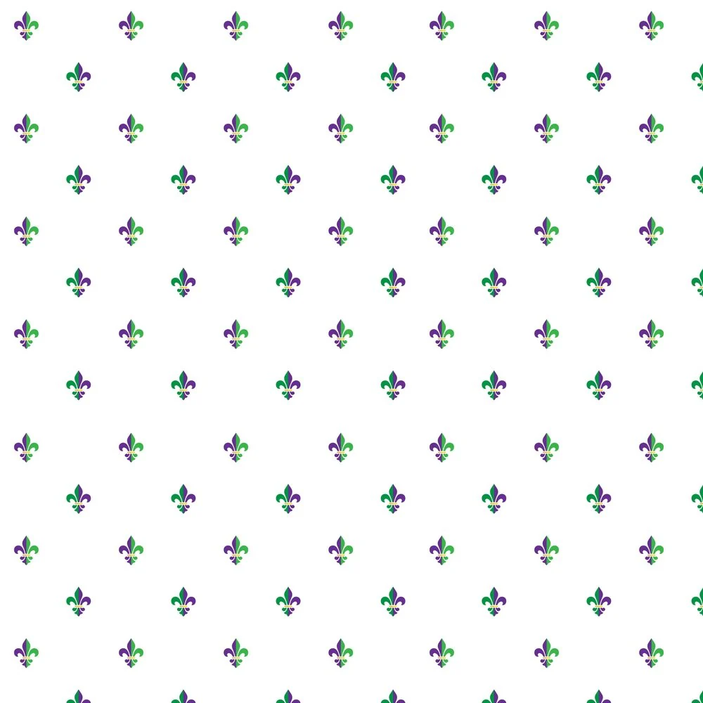 Green & Purple Fleur-de-lis Fabric