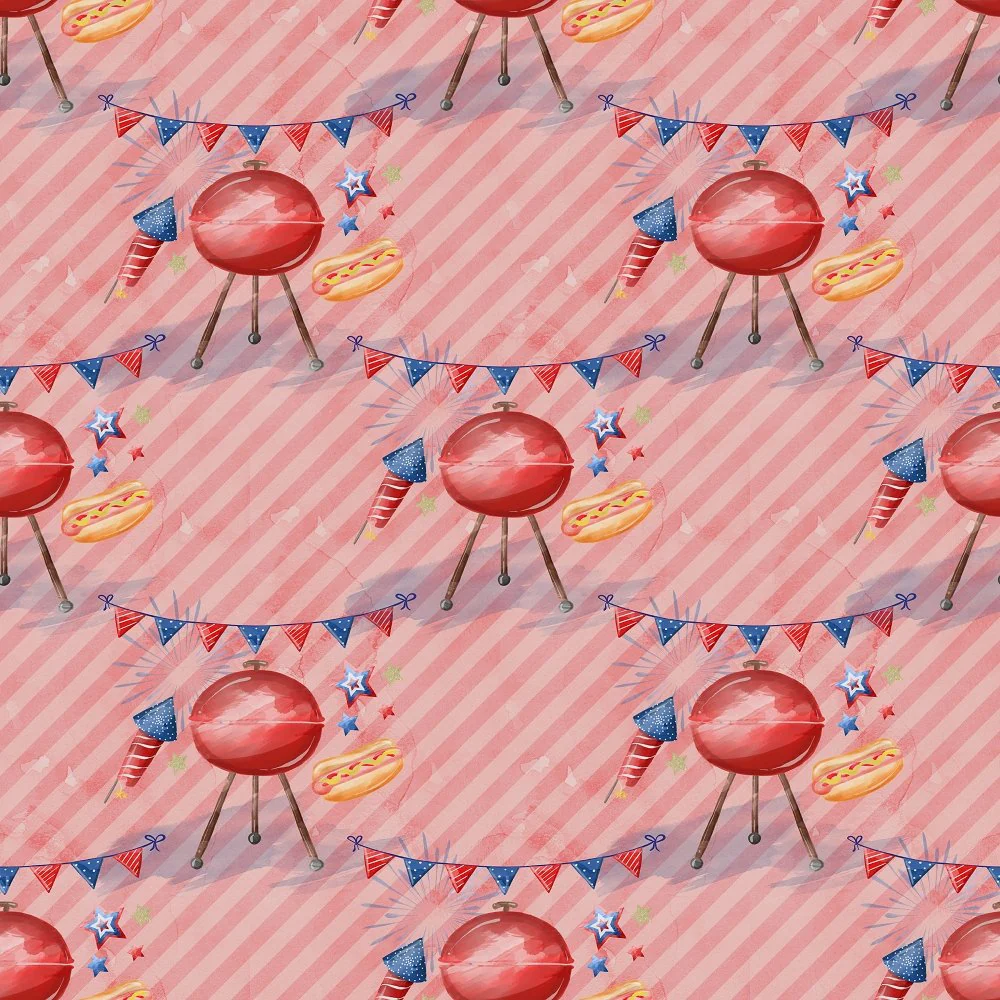 Grillin' Party Fabric - Pink