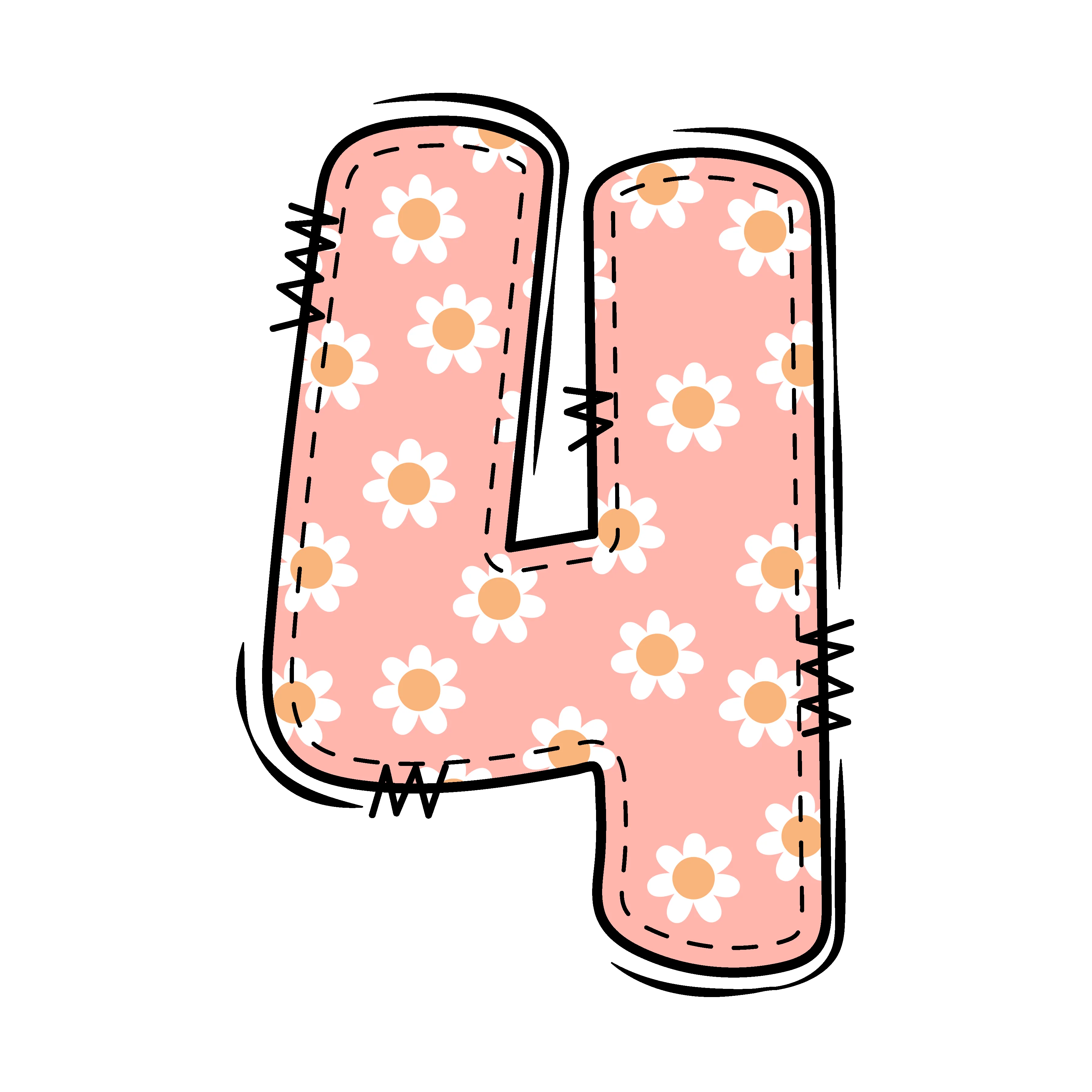 Groovy Doodle Flowers ''4'' Fabric Panel