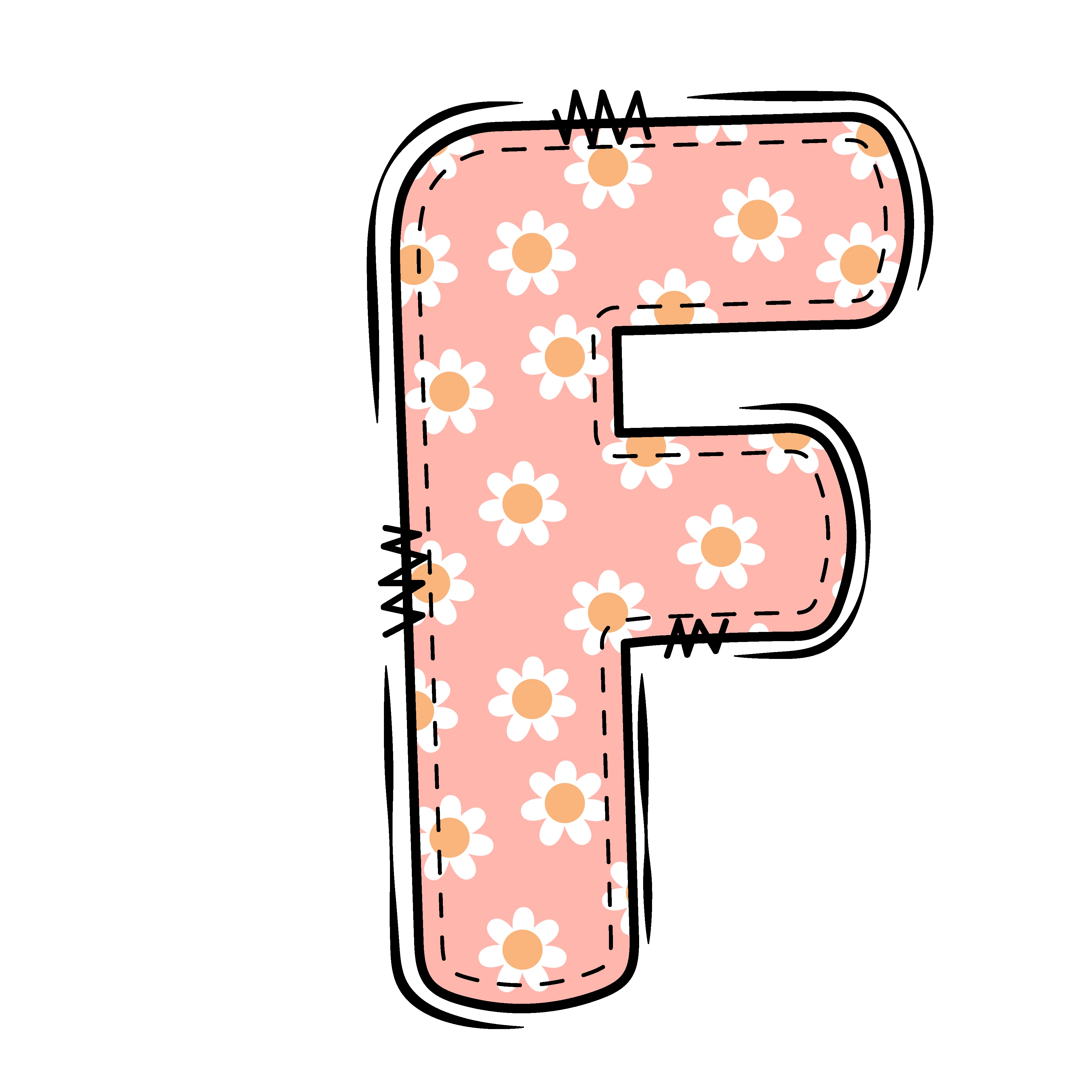 Groovy Doodle Flowers ''F'' Fabric Panel