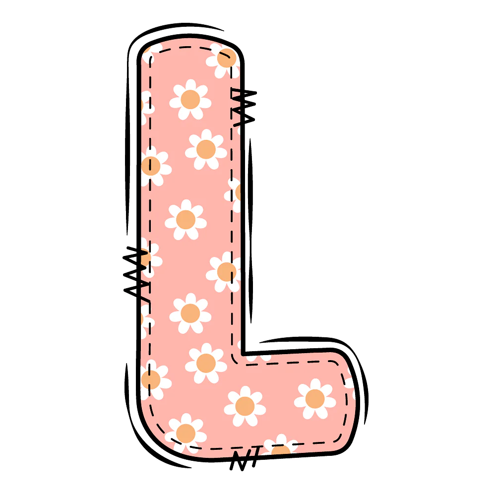 Groovy Doodle Flowers ''L'' Fabric Panel