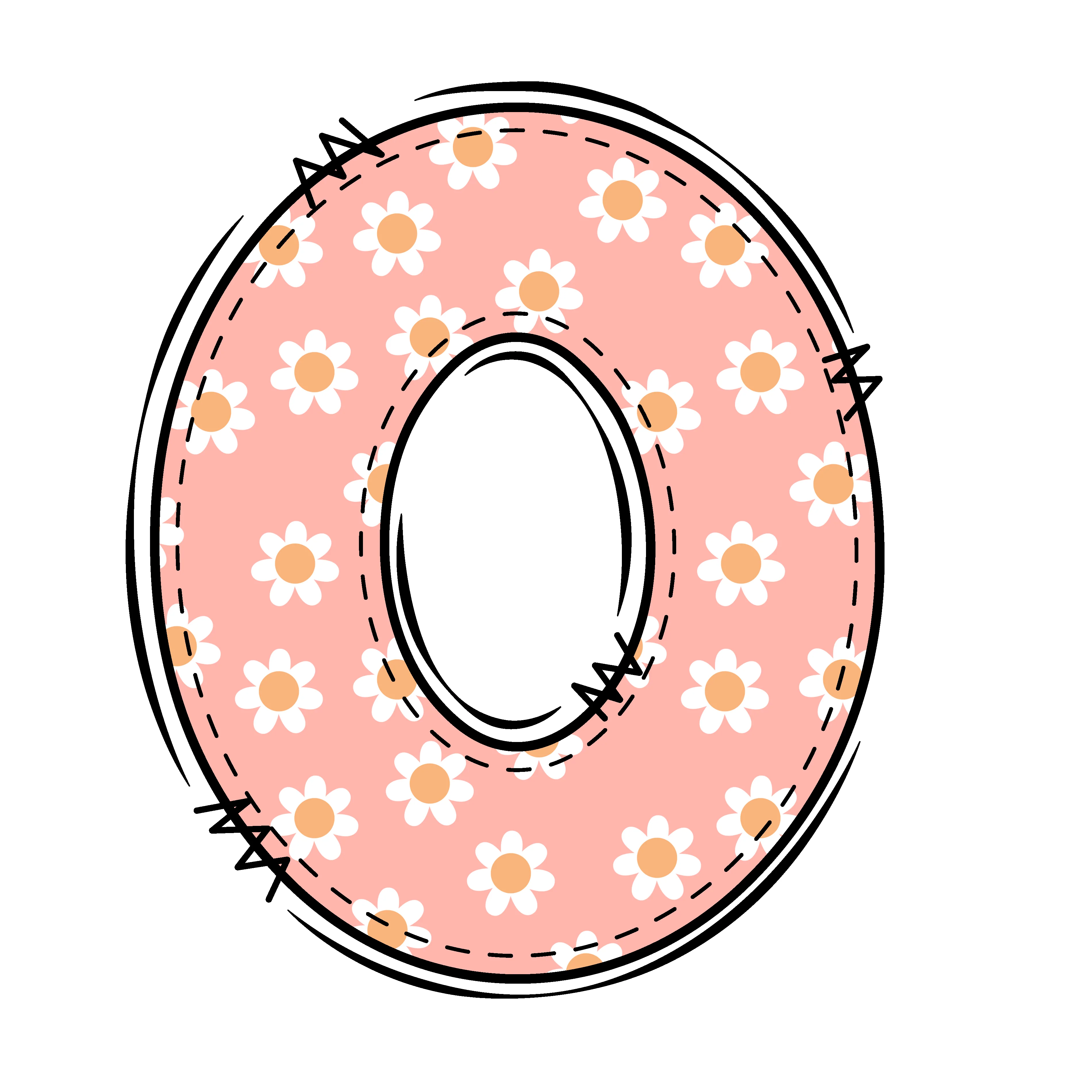 Groovy Doodle Flowers ''O'' Fabric Panel