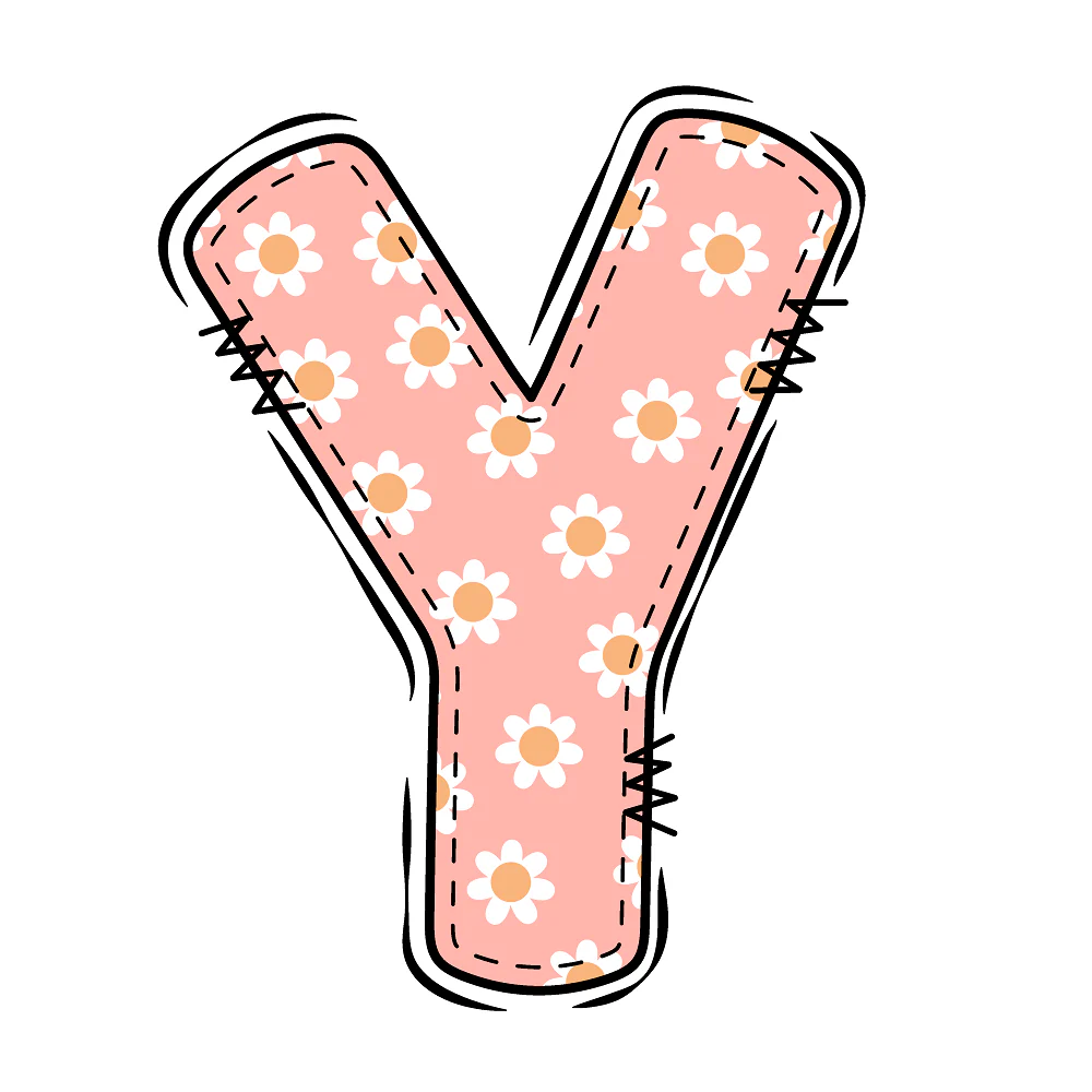 Groovy Doodle Flowers ''Y'' Fabric Panel