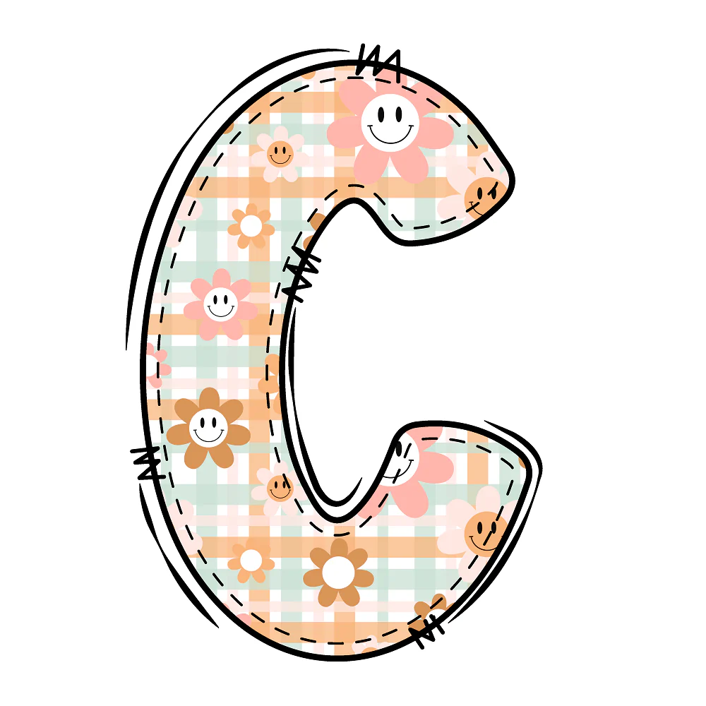 Groovy Doodle Letter ''C'' Fabric Panel