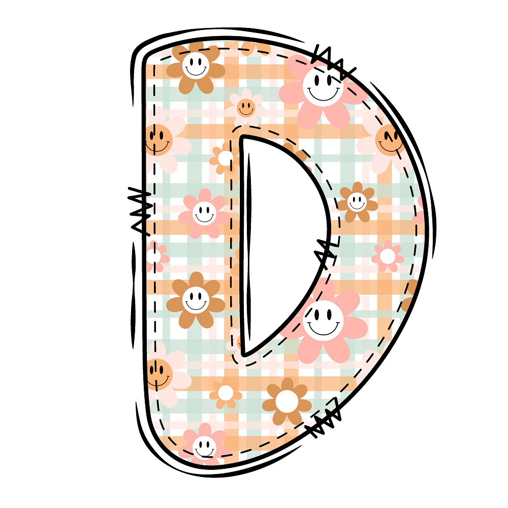 Groovy Doodle Letter ''D'' Fabric Panel