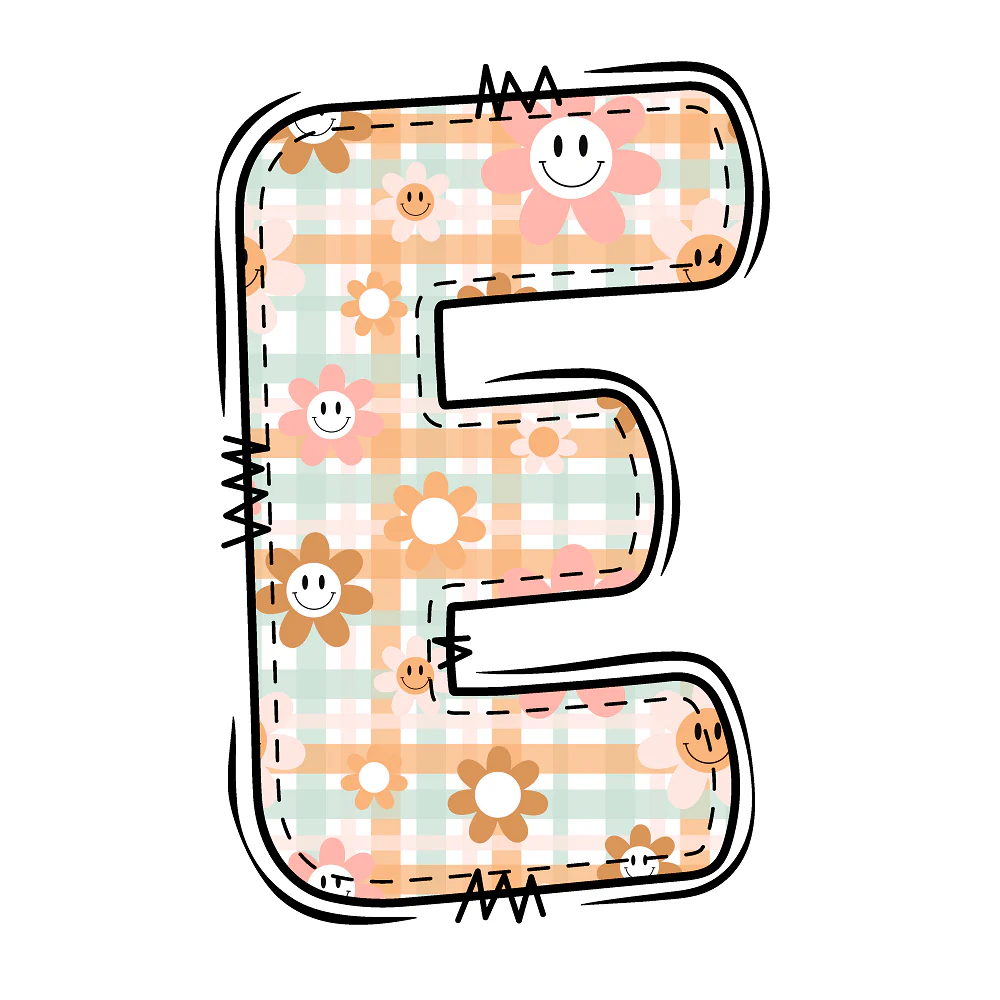 Groovy Doodle Letter ''E'' Fabric Panel