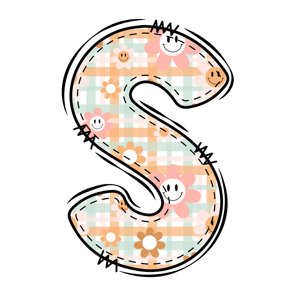 Groovy Doodle Letter ''S'' Fabric Panel