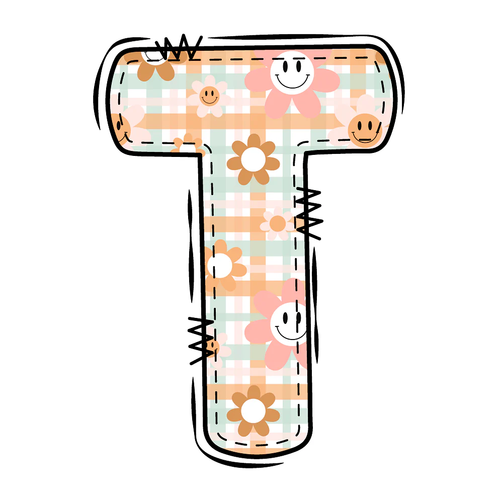 Groovy Doodle Letter ''T'' Fabric Panel