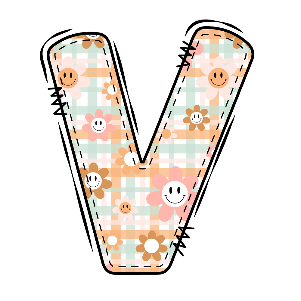 Groovy Doodle Letter ''V'' Fabric Panel