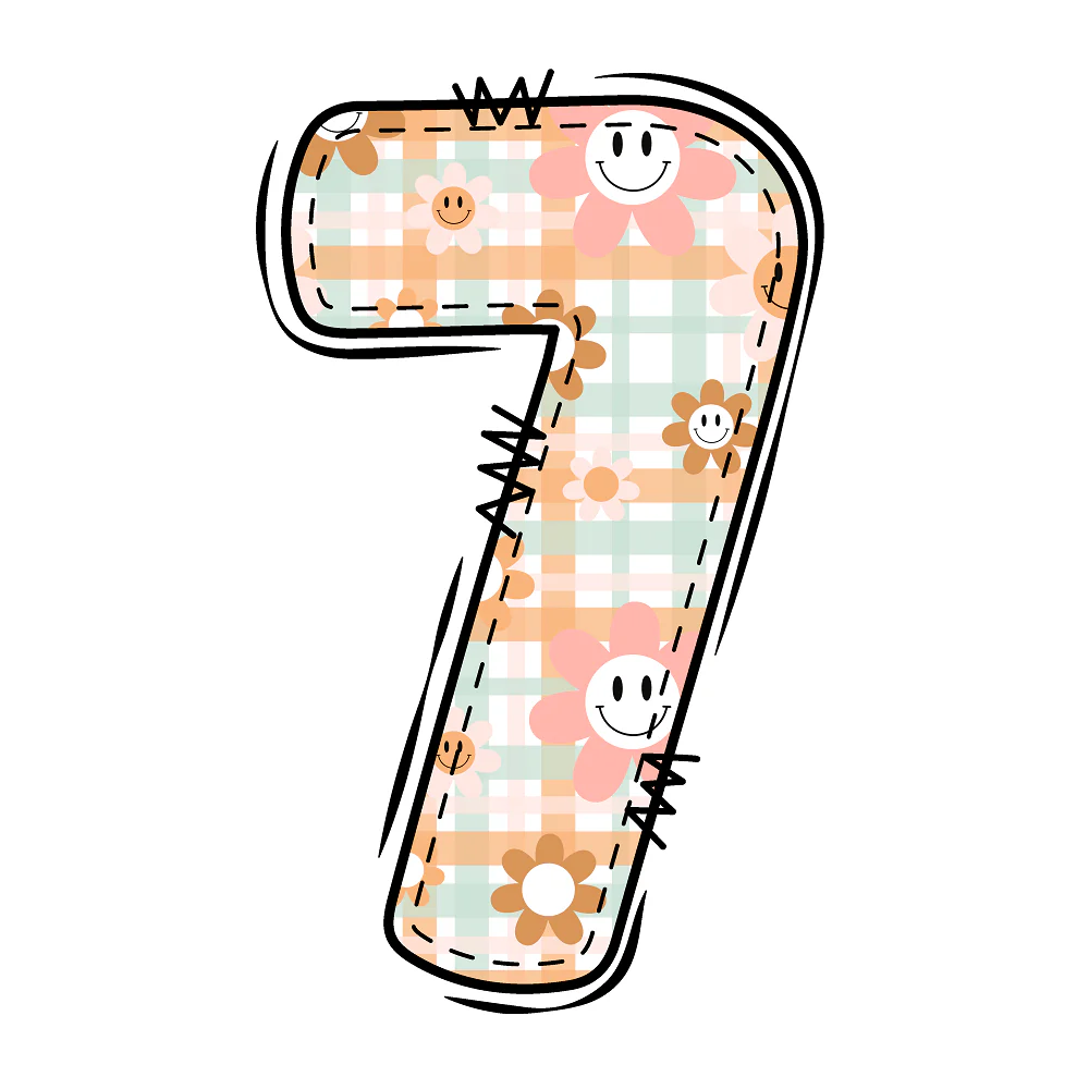 Groovy Doodle Number ''7'' Fabric Panel