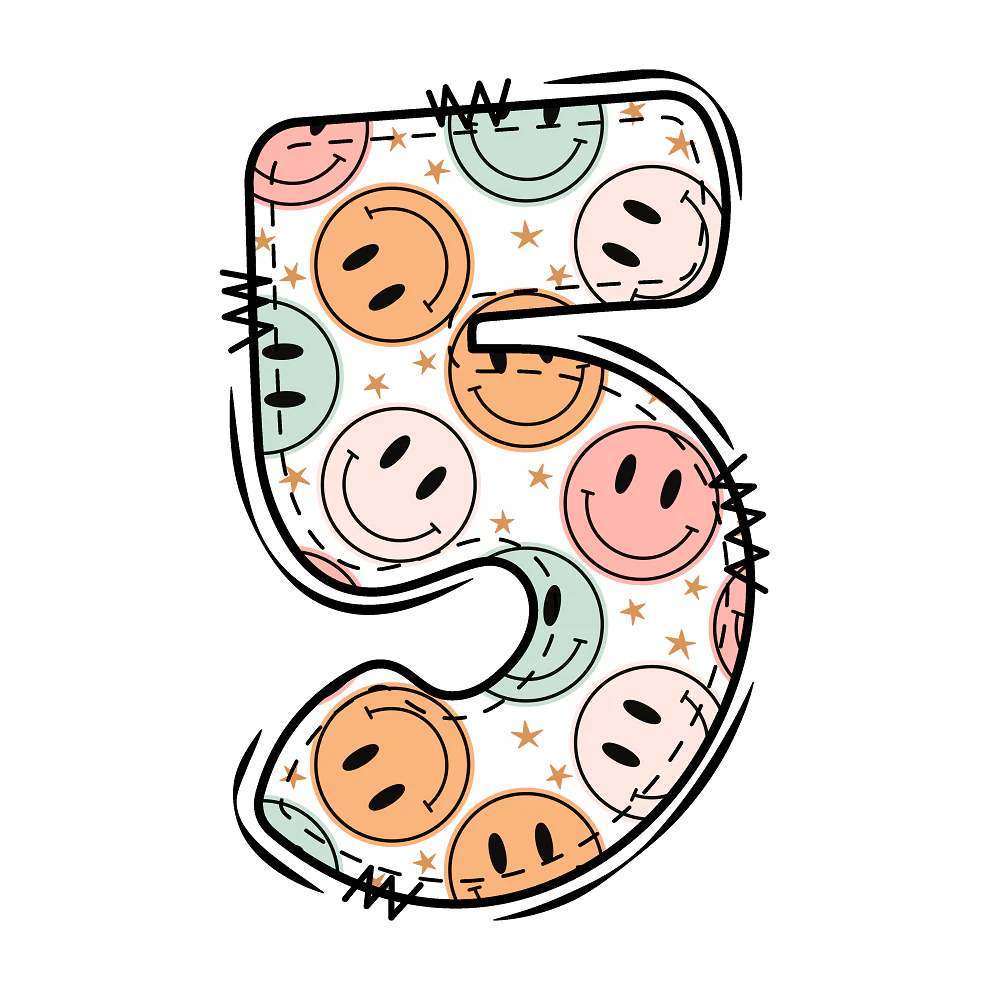 Groovy Doodle Smiley ''5'' Fabric Panel