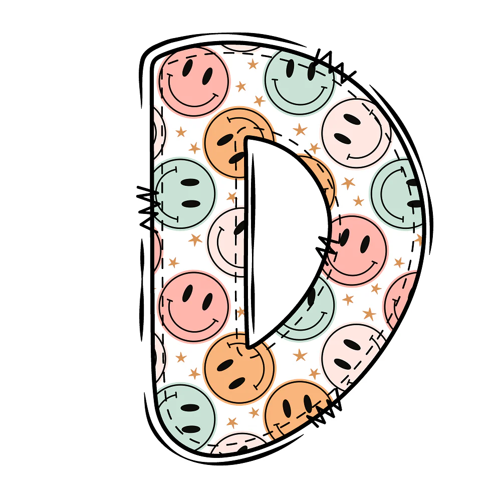Groovy Doodle Smiley ''D'' Fabric Panel