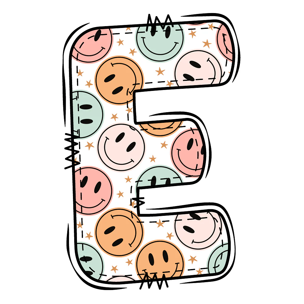 Groovy Doodle Smiley ''E'' Fabric Panel