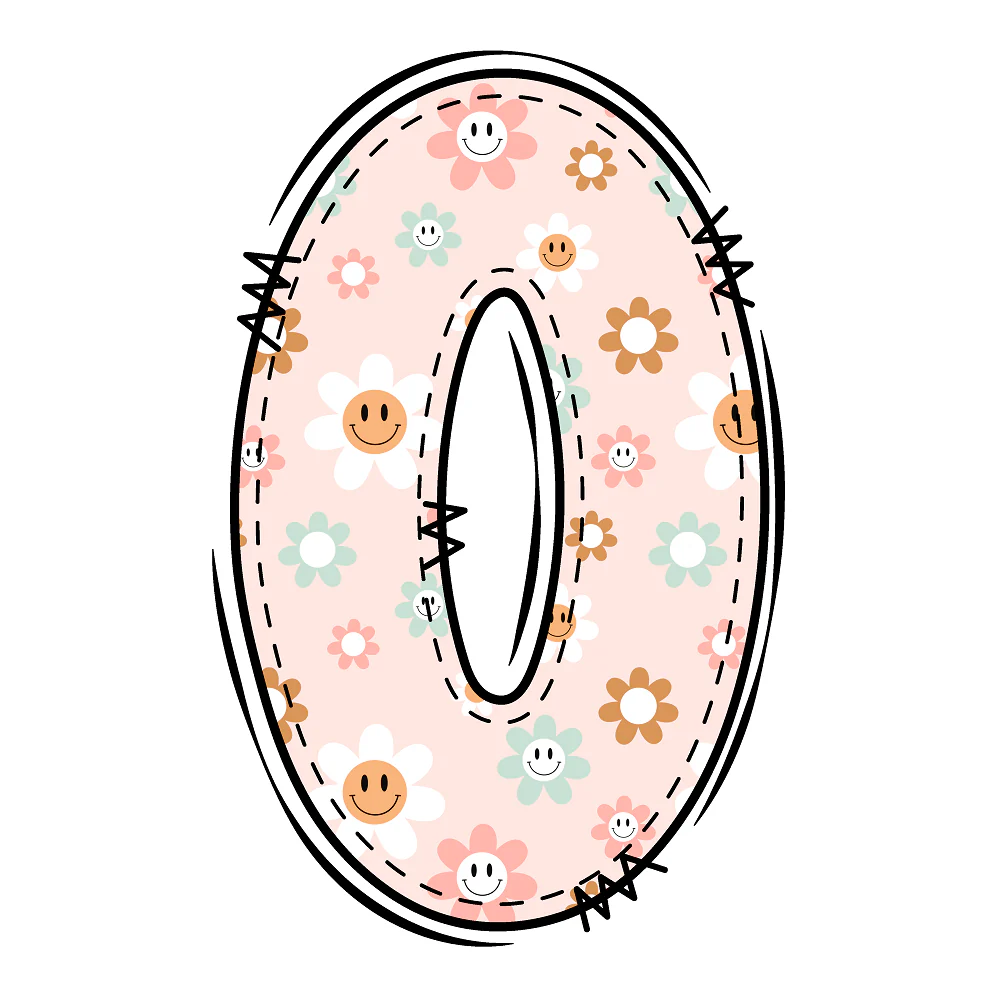 Groovy Doodle Smiley Flowers ''0'' Fabric Panel