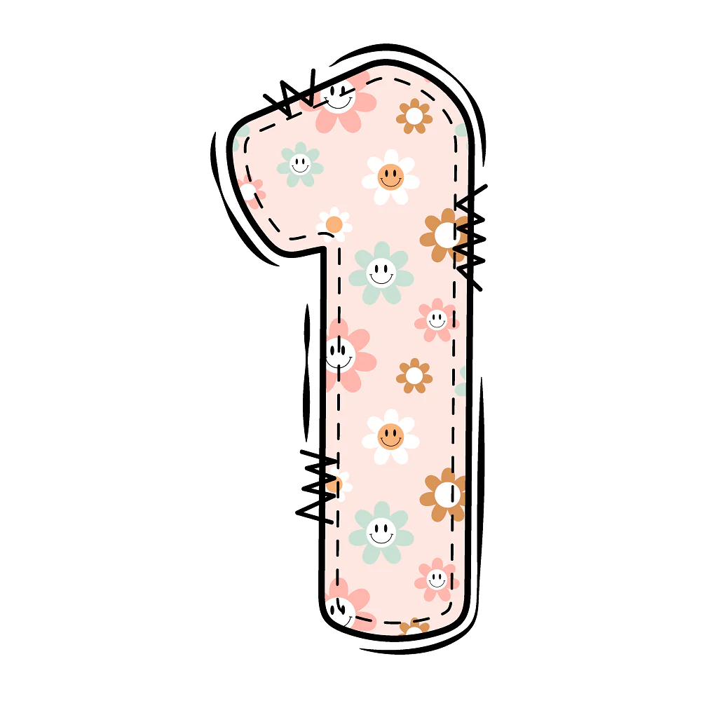 Groovy Doodle Smiley Flowers ''1'' Fabric Panel