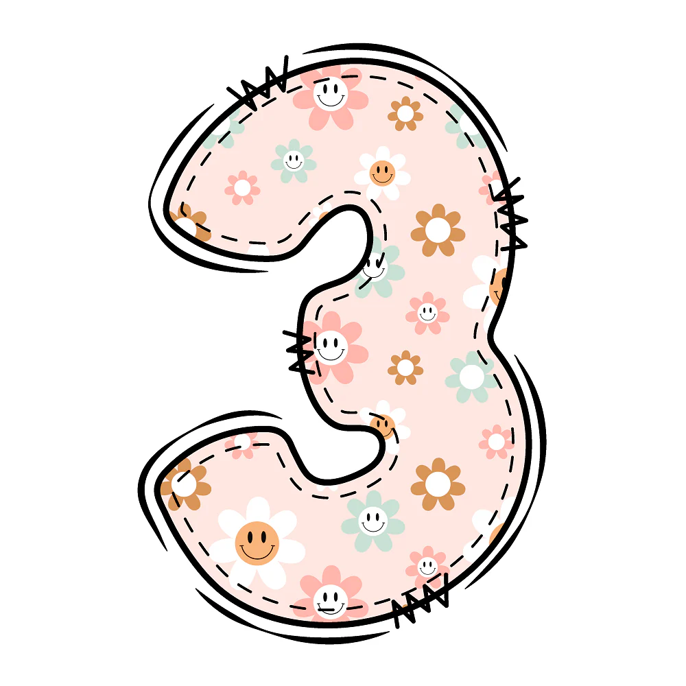 Groovy Doodle Smiley Flowers ''3'' Fabric Panel