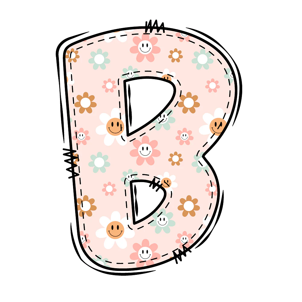 Groovy Doodle Smiley Flowers ''B'' Fabric Panel