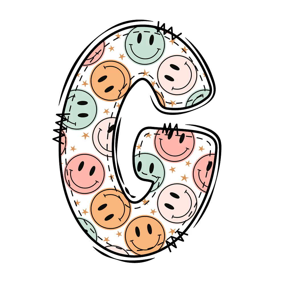 Groovy Doodle Smiley ''G'' Fabric Panel