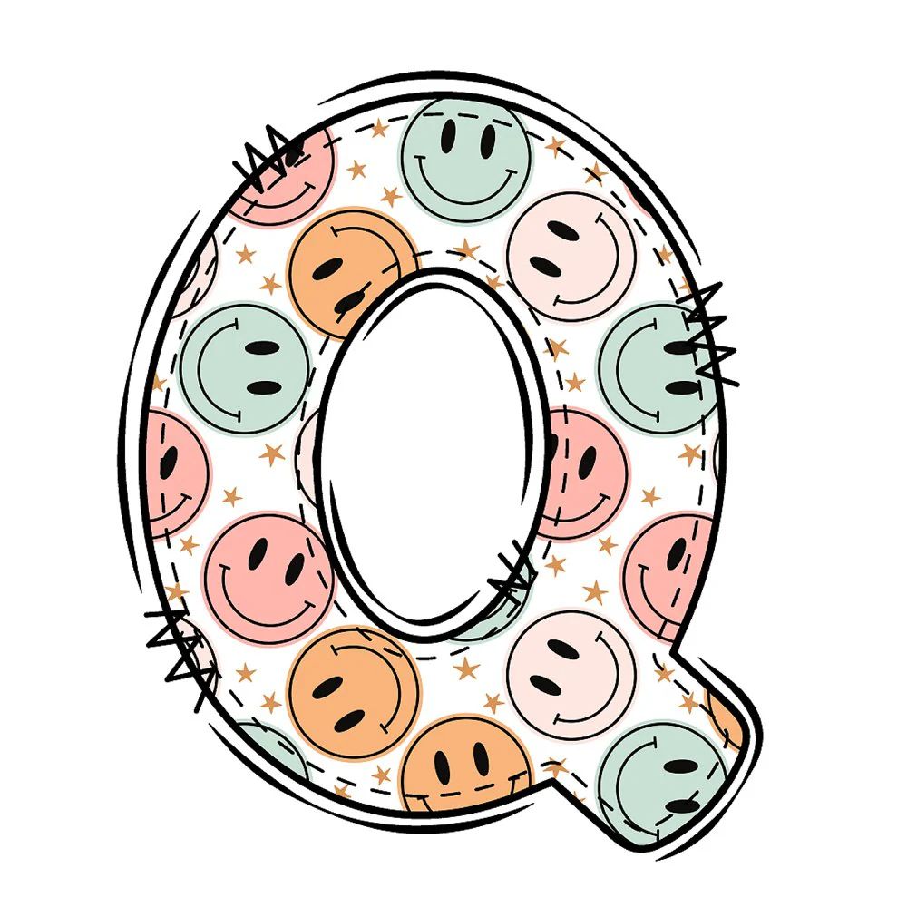 Groovy Doodle Smiley ''Q'' Fabric Panel