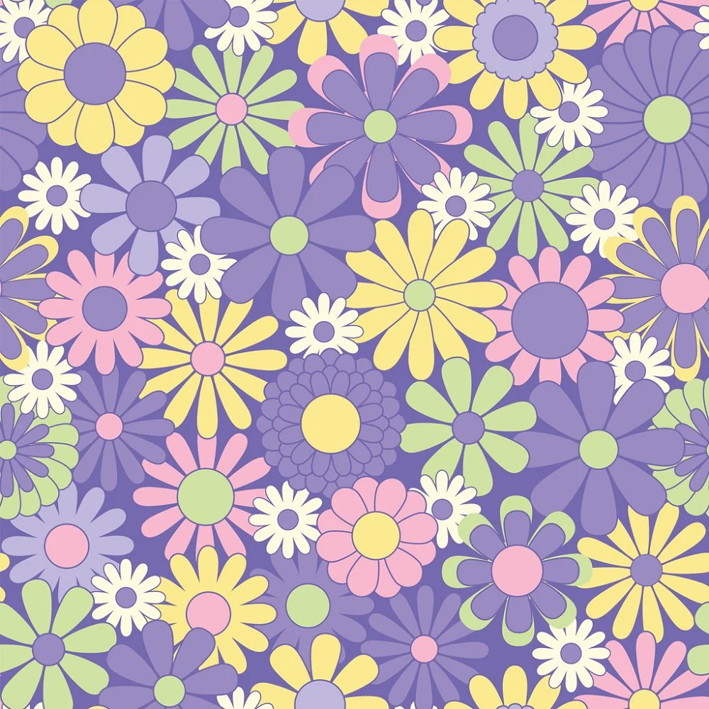 Groovy Floral Fabric - Purple