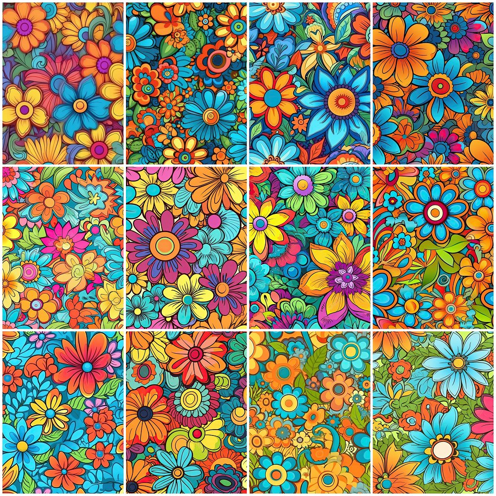 Groovy Flowers Fat Quarter Bundle - 12 Pieces
