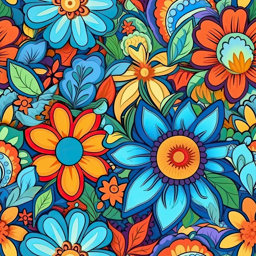 Groovy Flowers Pattern #12 Fabric