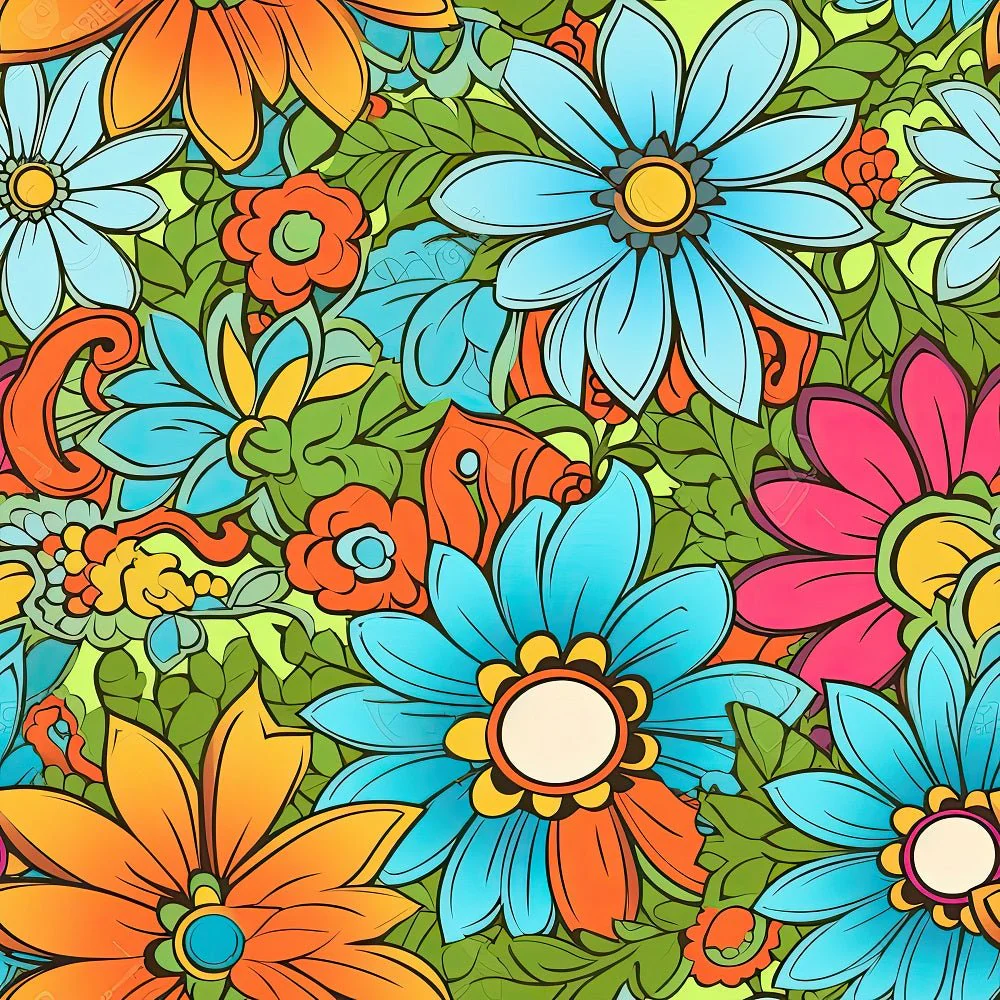 Groovy Flowers Pattern #2 Fabric