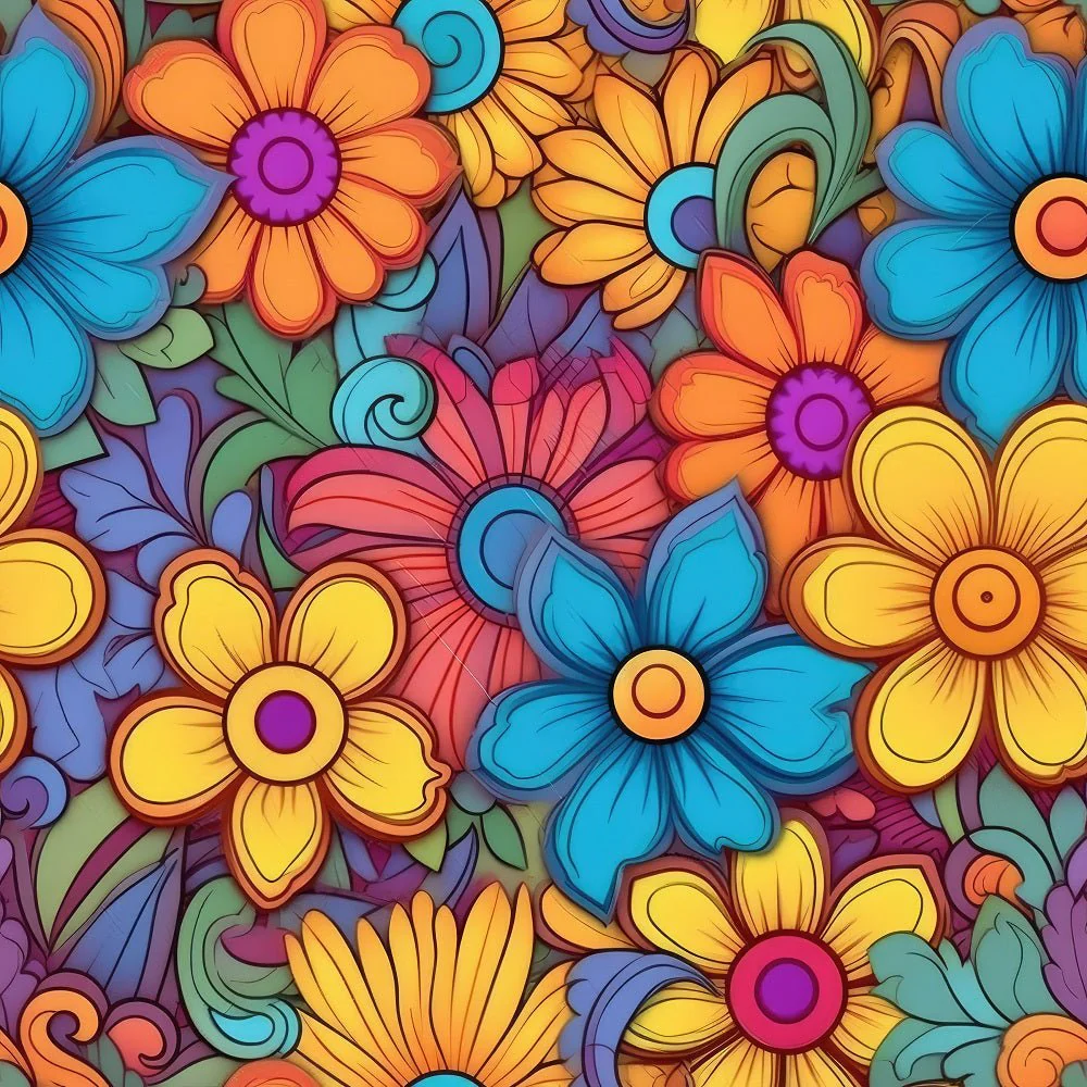 Groovy Flowers Pattern #6 Fabric