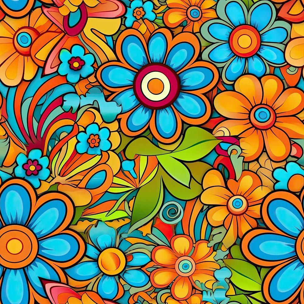 Groovy Flowers Pattern #7 Fabric