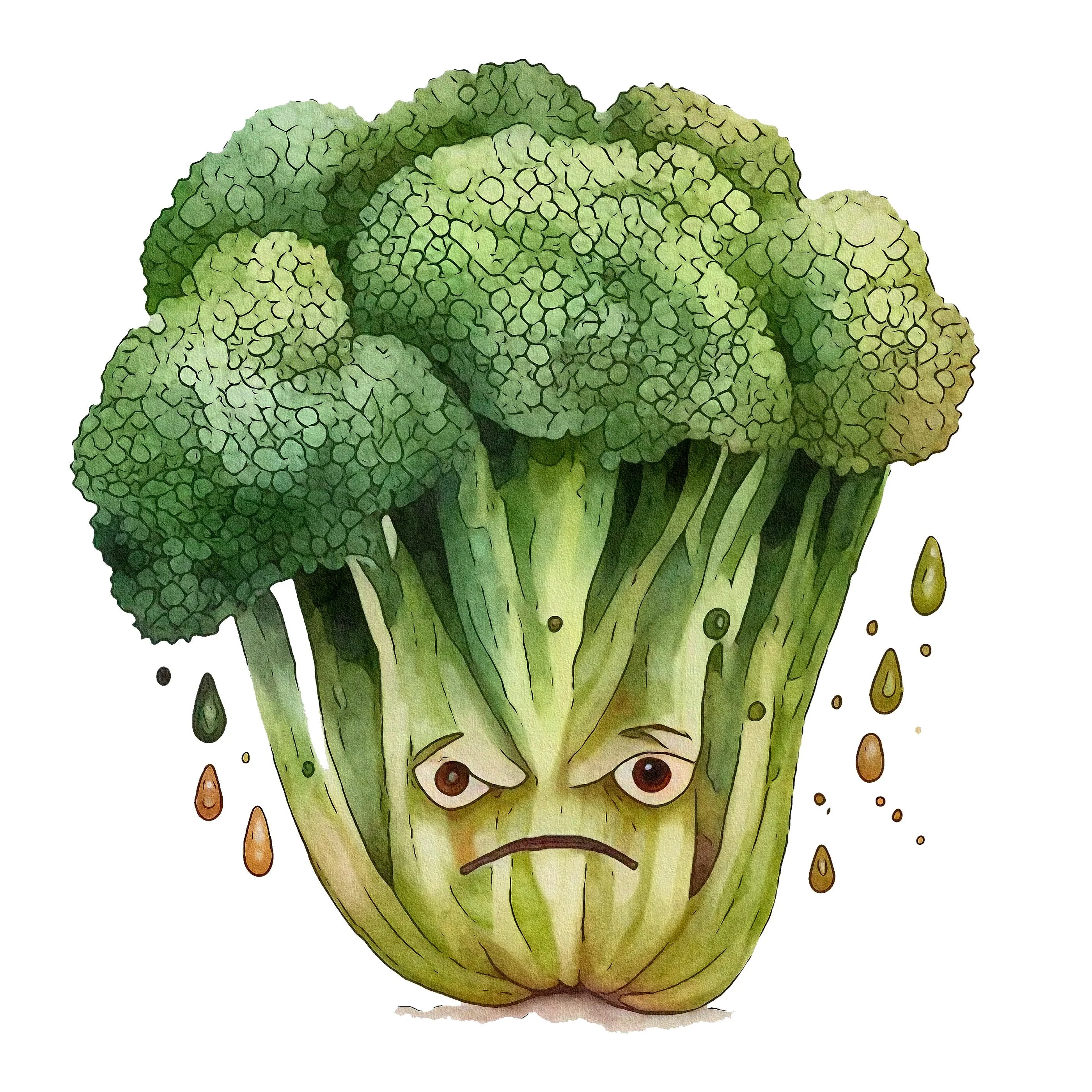 Grumpy Vegetables Broccoli Fabric Panel