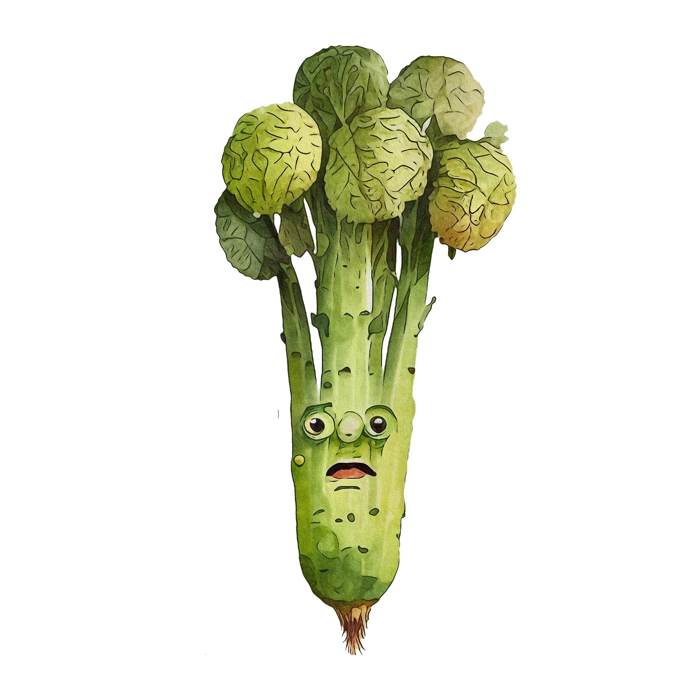Grumpy Vegetables Portrait #3 Fabric Panel