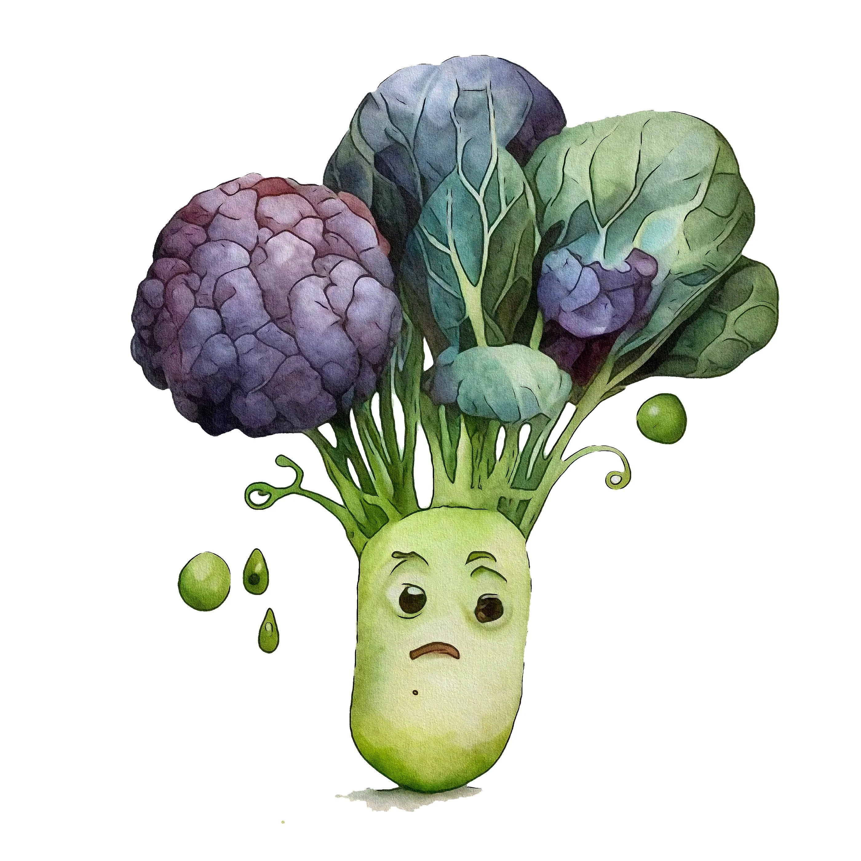 Grumpy Vegetables Portrait #4 Fabric Panel