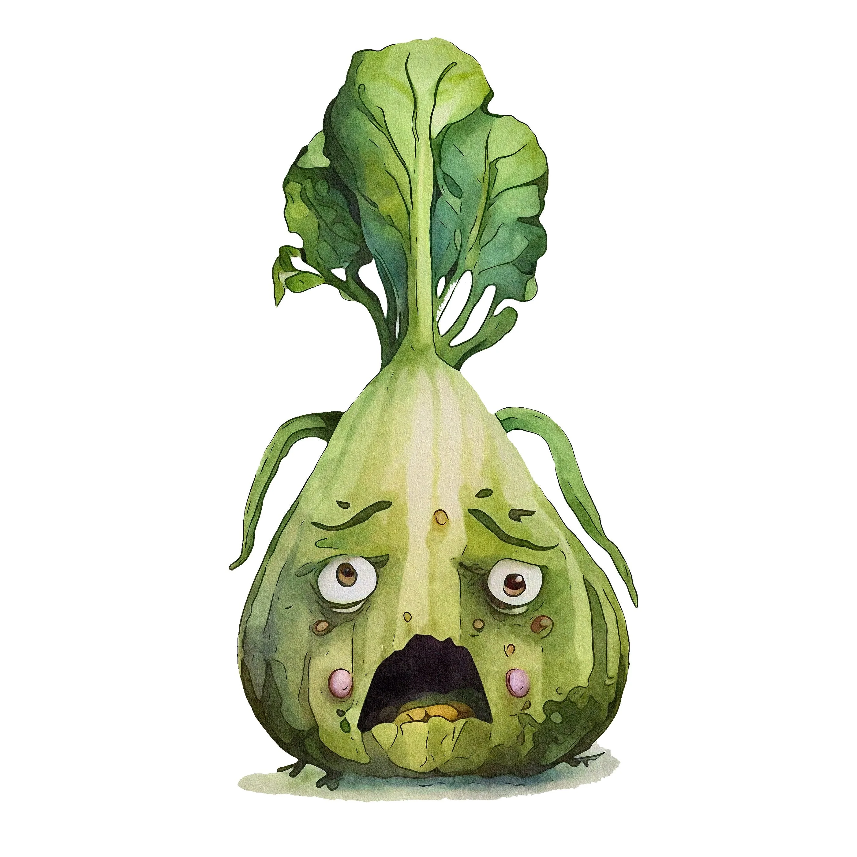 Grumpy Vegetables Portrait #5 Fabric Panel
