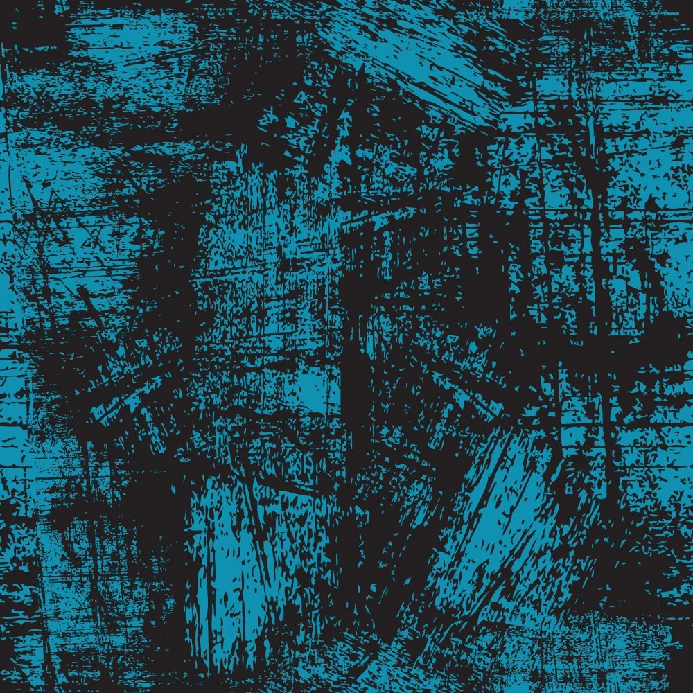 Grunge Fabric - Cerulean Blue on Black