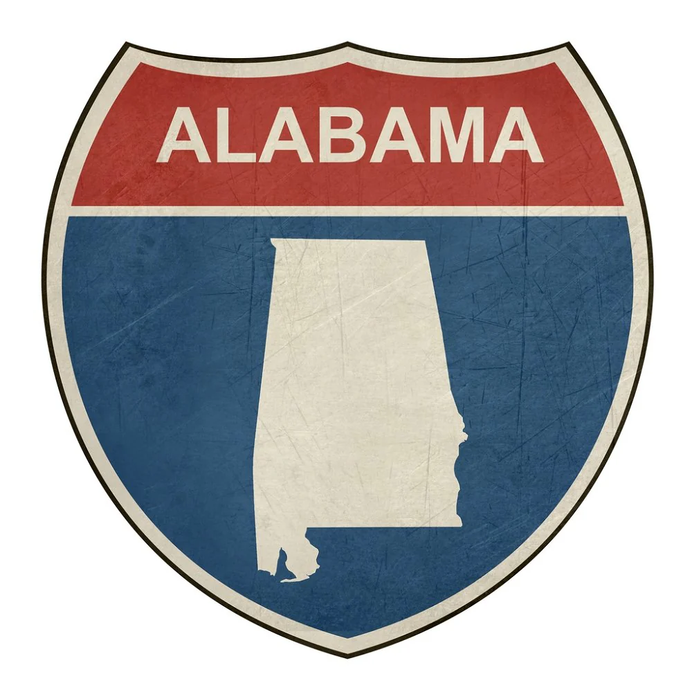 Grunge Highway Sign Fabric Panel - Alabama
