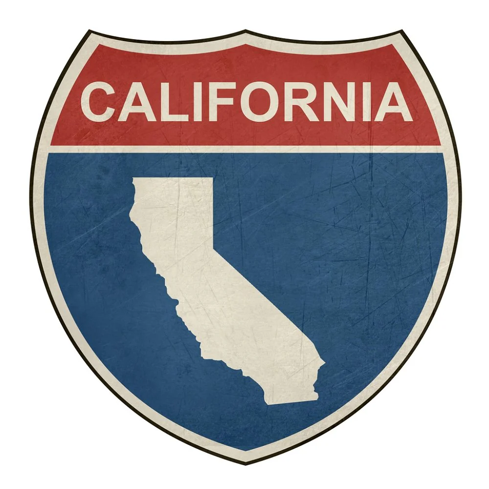 Grunge Highway Sign Fabric Panel - California