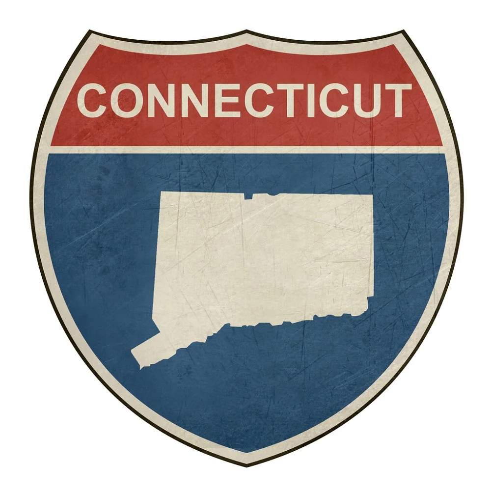 Grunge Highway Sign Fabric Panel - Connecticut