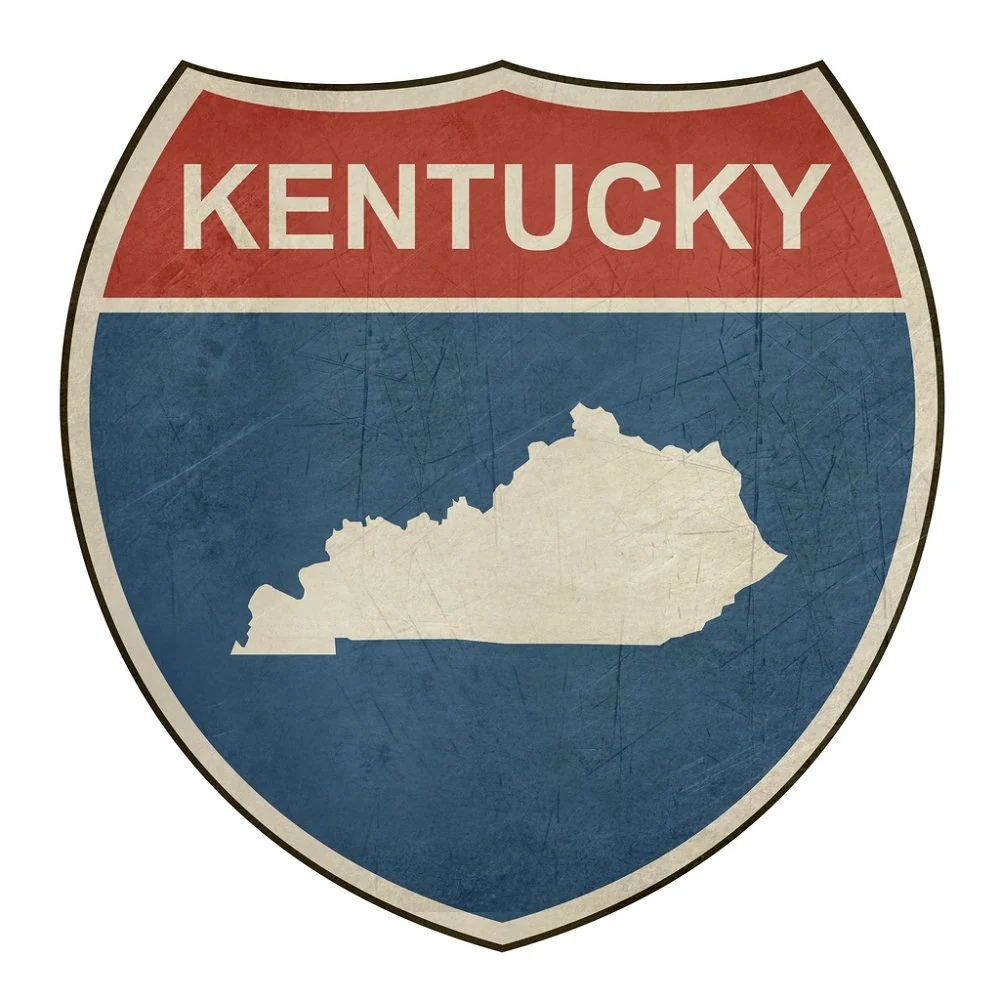 Grunge Highway Sign Fabric Panel - Kentucky