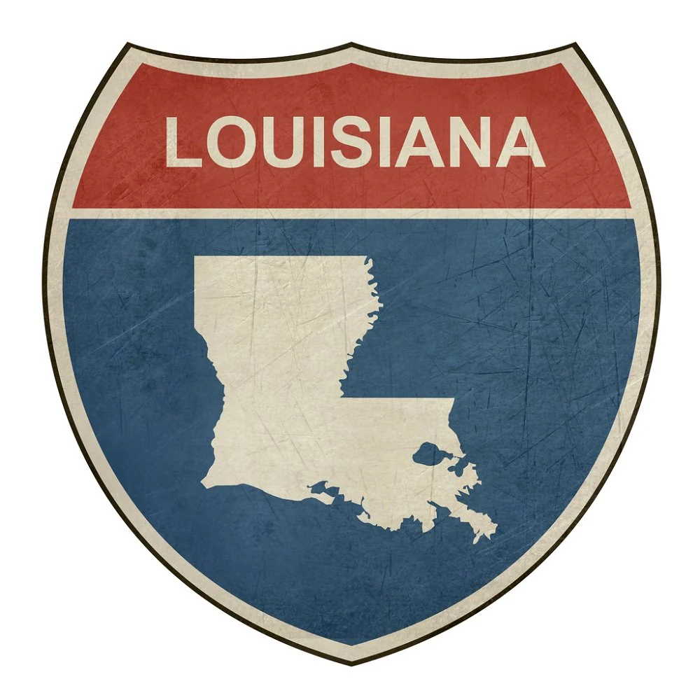 Grunge Highway Sign Fabric Panel - Louisiana