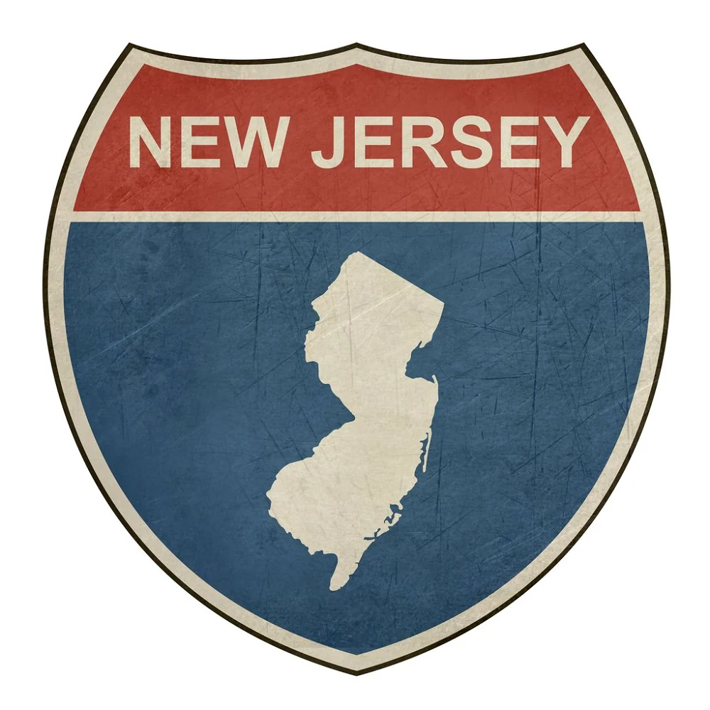 Grunge Highway Sign Fabric Panel - New Jersey