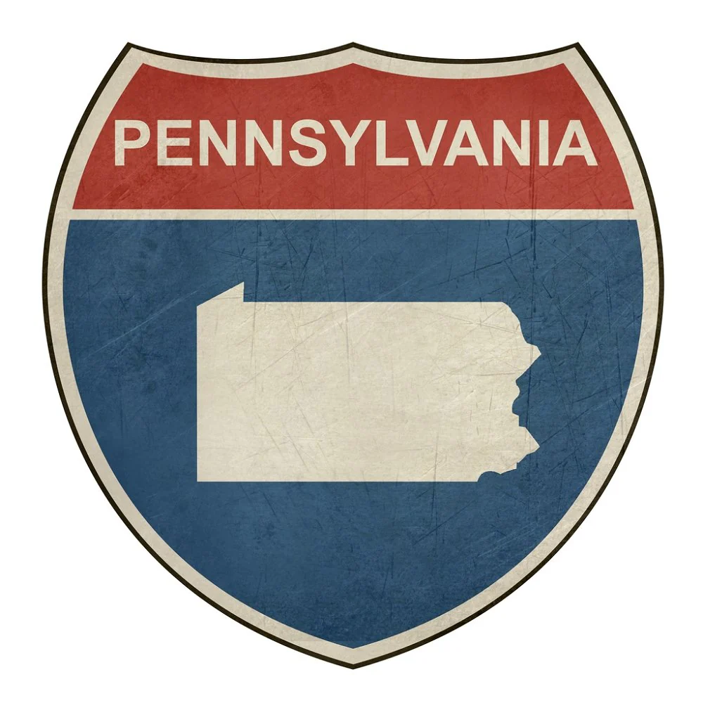 Grunge Highway Sign Fabric Panel - Pennsylvania